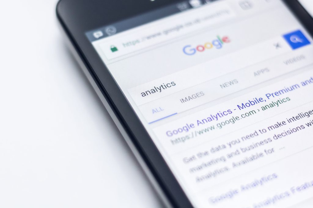 Phone image of Google Analytics search 