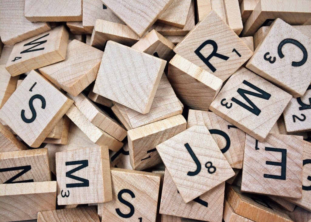 A pile of scrabble letters