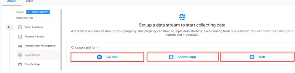 how to set up a GA4 data stream